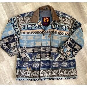 EikoWada EW Southwest Jacket Vintage Wool Blend Blanket Coat Cozy Cabin Gorpcore